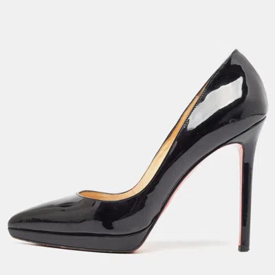 Pre-owned Christian Louboutin Black Patent Leather Pigalle Plato Pumps Size 38