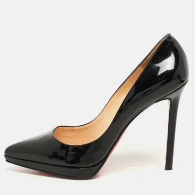 Pre-owned Christian Louboutin Black Patent Leather Pigalle Plato Pumps Size 39.5