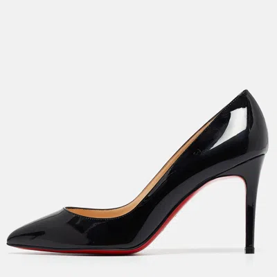 Pre-owned Christian Louboutin Black Patent Leather Pigalle Pumps Size 37.5