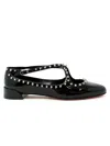 Christian Louboutin Black Patent Leather Pilouta Jane Spikes Flat Ballerinas In Black