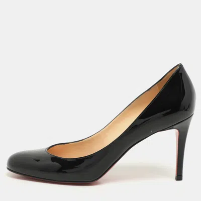 Pre-owned Christian Louboutin Black Patent Leather Simple Pumps Size 37.5