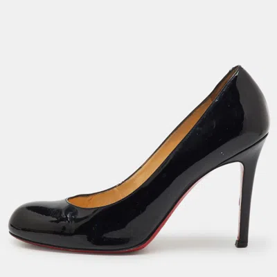 Pre-owned Christian Louboutin Black Patent Leather Simple Pumps Size 37.5