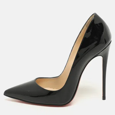 Pre-owned Christian Louboutin Black Patent Leather So Kate Pointed Toe Pumps Size 36.5