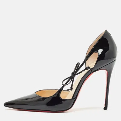 Pre-owned Christian Louboutin Black Patent Leather Thanx D'orsay Pumps Size 38.5