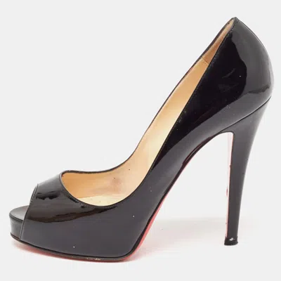 Pre-owned Christian Louboutin Black Patent Leather Very Prive Pumps Size 36.5