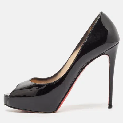 Pre-owned Christian Louboutin Black Patent Leather Very Prive Pumps Size 36.5