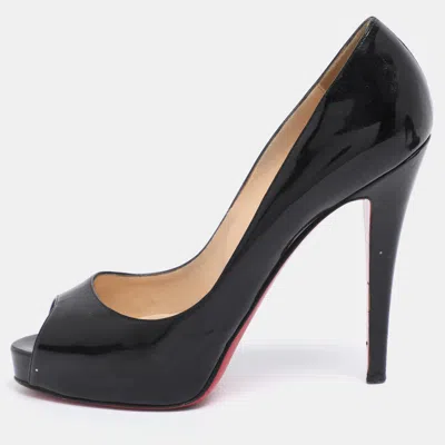 Pre-owned Christian Louboutin Black Patent Leather Very Prive Pumps Size 37.5