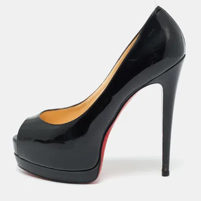 Pre-owned Christian Louboutin Black Patent Leather Very Prive Pumps Size 38.5