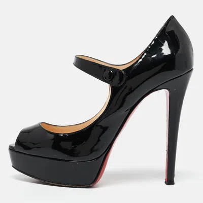 Pre-owned Christian Louboutin Black Patent Leather Zeppa Pumps Size 38