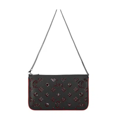 Christian Louboutin Black Perforated Grain Shoulder Bag