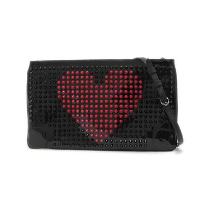 Pre-owned Christian Louboutin Black Pink Patent Leather Metal Shoulder Bag ()