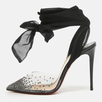 Pre-owned Christian Louboutin Black Pvc And Chiffon Miragirl Pumps Size 36