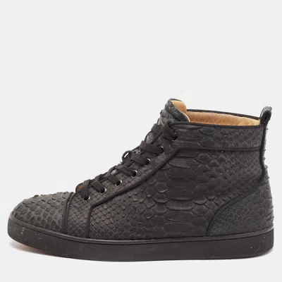 Pre-owned Christian Louboutin Black Python Leather Louis Orlato High Top Sneakers Size 44