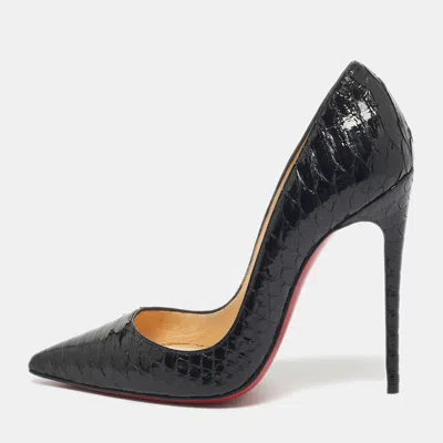 Pre-owned Christian Louboutin Black Python So Kate Pumps Size 34