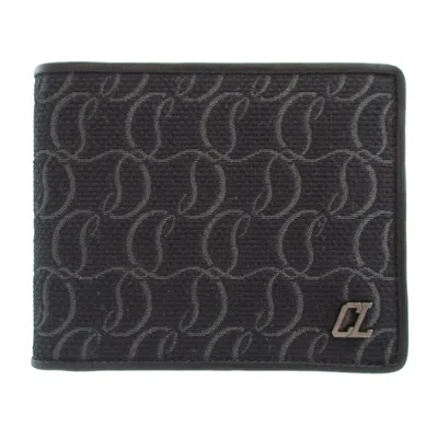 Pre-owned Christian Louboutin Black Red Color Canvas Wallet (bi-fold) () In Multi