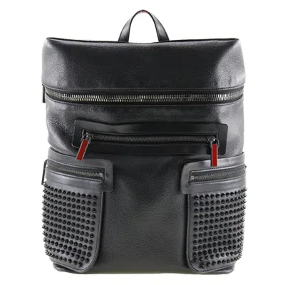 Pre-owned Christian Louboutin Black Red Color Leather Backpack () In Black, Red Color