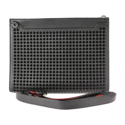 Pre-owned Christian Louboutin Black Red Color Leather Clutch Bag () In Black, Red Color