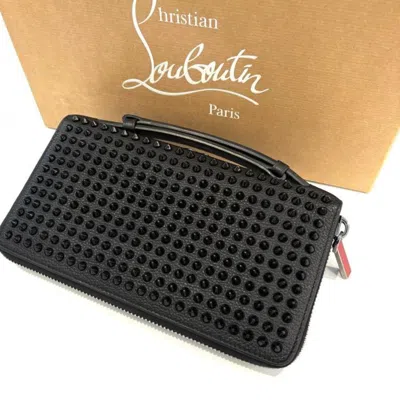Pre-owned Christian Louboutin Black Red Color Leather Long Wallet (bi-fold) () In Black, Red Color