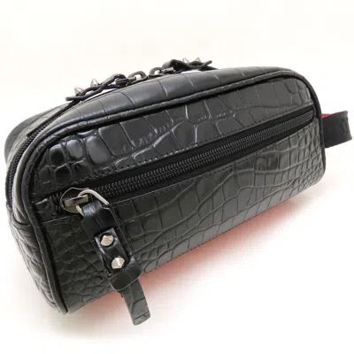 Pre-owned Christian Louboutin Black Red Color Leather Rubber Clutch Bag () In Black, Red Color