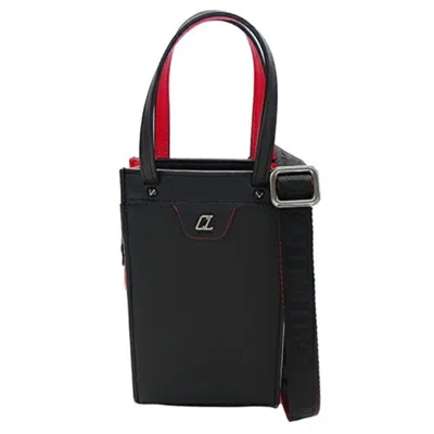Pre-owned Christian Louboutin Black Red Color Leather Rubber Handbag Shoulder Bag () In Black, Red Color