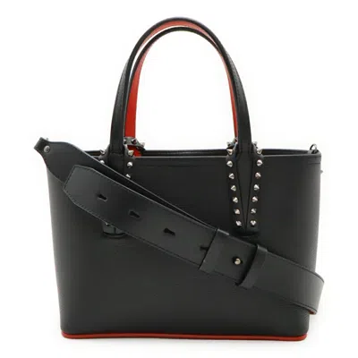Pre-owned Christian Louboutin Black Red Color Leather Rubber Handbag Shoulder Bag () In Multi