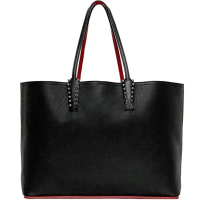 Pre-owned Christian Louboutin Black Red Color Leather Rubber Tote Bag ()