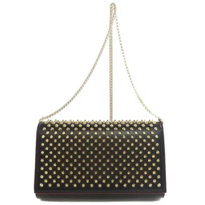 Pre-owned Christian Louboutin Black Red Color Leather Shoulder Bag ()