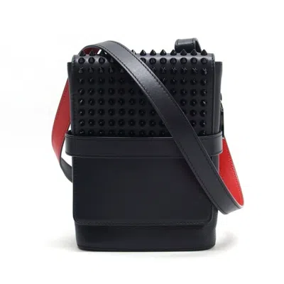 Pre-owned Christian Louboutin Black Red Color Leather Shoulder Bag ()
