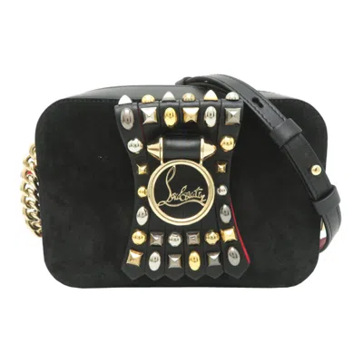 Pre-owned Christian Louboutin Black Red Color Leather Shoulder Bag () In Black, Red Color