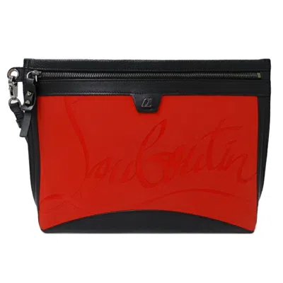 Pre-owned Christian Louboutin Black Red Color Leather Silicone Clutch Bag ()