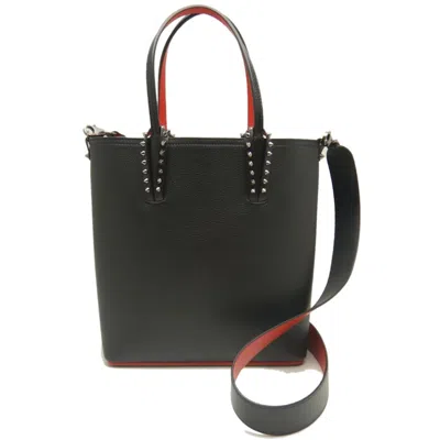 Pre-owned Christian Louboutin Black Red Color Leather Tote Bag ()