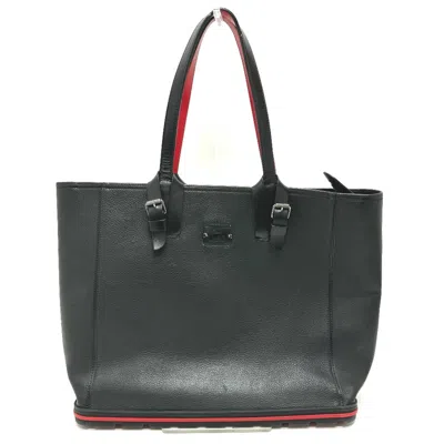 Pre-owned Christian Louboutin Black Red Color Leather Tote Bag ()