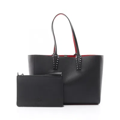 Pre-owned Christian Louboutin Black Red Color Leather Tote Bag ()