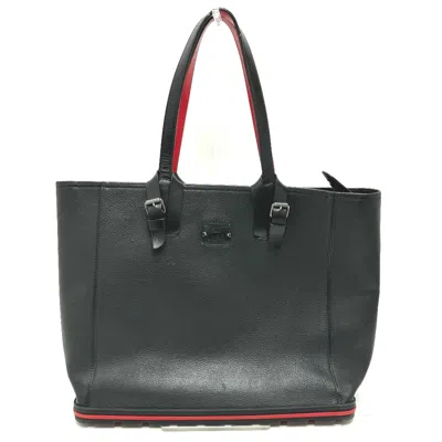 Pre-owned Christian Louboutin Black Red Color Leather Tote Bag () In Black, Red Color
