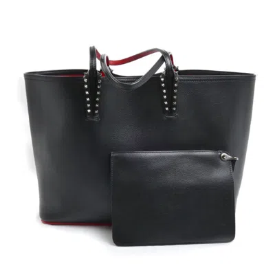 Pre-owned Christian Louboutin Black Red Color Leather Tote Bag () In Black, Red Color