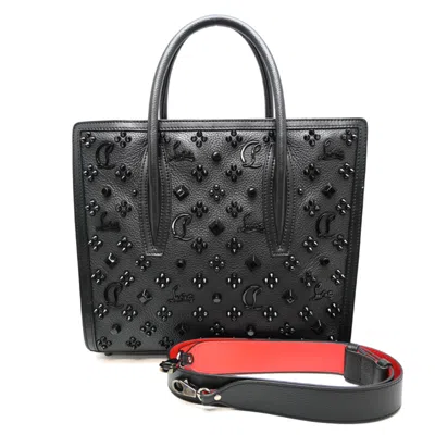 Pre-owned Christian Louboutin Black Red Color Leather Tote Bag () In Black, Red Color
