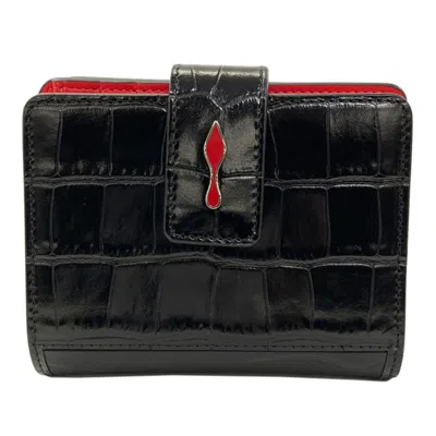 Pre-owned Christian Louboutin Black Red Color Leather Wallet (bi-fold) () In Multi