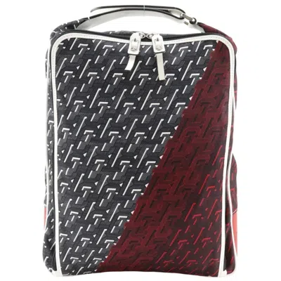 Pre-owned Christian Louboutin Black Red Color Nylon Backpack () In Multi