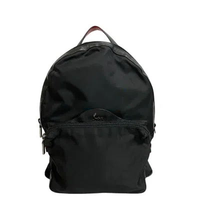 Pre-owned Christian Louboutin Black Red Color Nylon Leather Backpack () In Multi