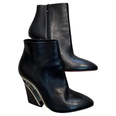Pre-owned Christian Louboutin Black Silver Wedge Heel  Bootie New Size Eu 40
