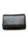 Christian Louboutin Black Soft Nappa Leather Spiky Pouch Bag In Blue
