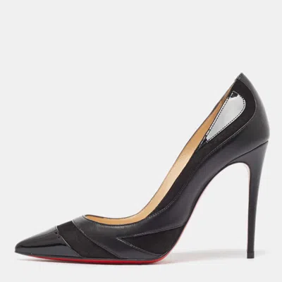 Pre-owned Christian Louboutin Black Suede And Leather Youlahop Pumps Size 35.5