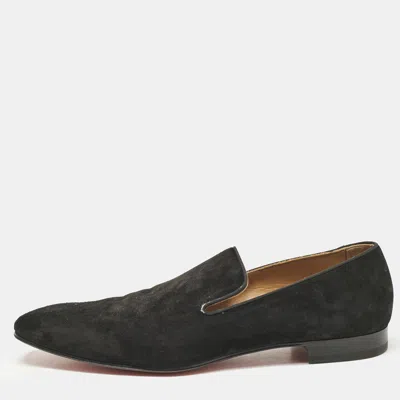 Pre-owned Christian Louboutin Black Suede Dandelion Loafers Size 45.5