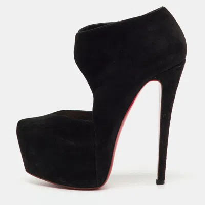 Pre-owned Christian Louboutin Black Suede Donue Platform Pumps Size 37
