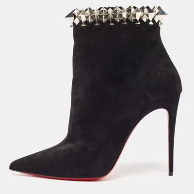 Pre-owned Christian Louboutin Black Suede Firmamma Ankle Boots Size 40