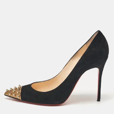 Pre-owned Christian Louboutin Black Suede Geo Pumps Size 38