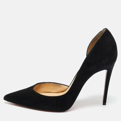 Pre-owned Christian Louboutin Black Suede Iriza D'orsay Pointed Toe Pumps Size 36.5