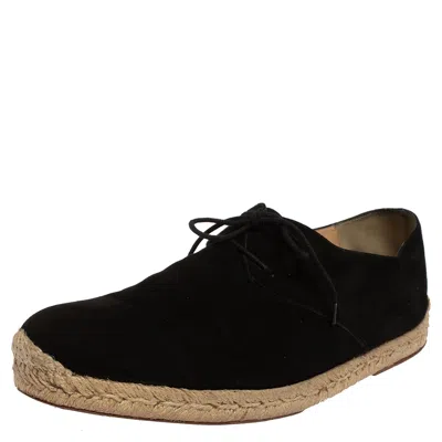 Pre-owned Christian Louboutin Black Suede Lace Up Espadrilles Size 43