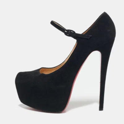 Pre-owned Christian Louboutin Black Suede Lady Daf Mary Jane Pumps Size 39