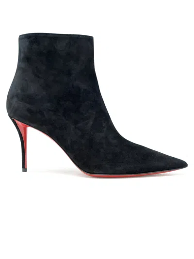 CHRISTIAN LOUBOUTIN CHRISTIAN LOUBOUTIN BLACK SUEDE LEATHER APOSTROPHA 80 BOOTIE
